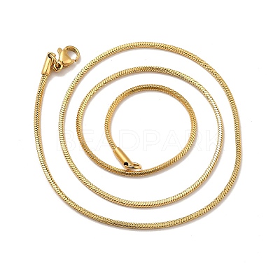 Ion Plating(IP) 304 Stainless Steel Square Snake Chain Necklaces LS-STAS-A066-07-01G-1