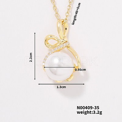 Fashionable Brass Clear Cubic Zirconia Pendant Cable Chain Necklaces for Women FN2830-2-1