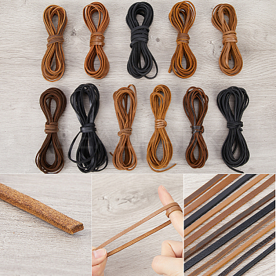 Flat Cowhide Leather Jewelry Cord LC-GF0001-10B-02-1