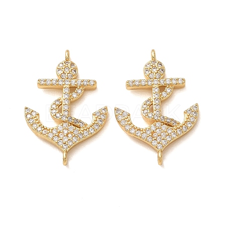 Brass Micro Pave Clear Cubic Zirconia Connector Charms CU-CBA4579-17G-1