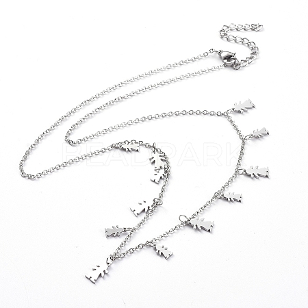 (Jewelry Parties Factory Sale)304 Stainless Steel Pendant Bib Necklaces NJEW-G334-02P-1