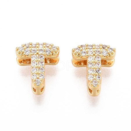 Brass Micro Pave Clear Cubic Zirconia Beads KK-T071-17G-T-1