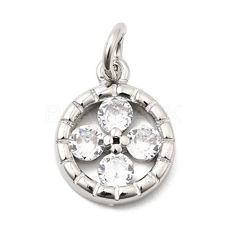 Brass Micro Pave Cubic Zirconia Charms KK-C139-21P-1