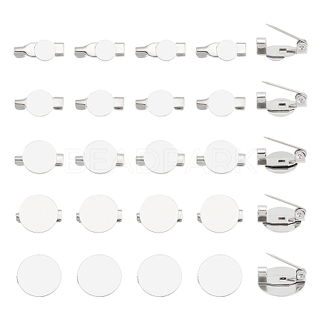 50Pcs 5 Style 316 Surgical Stainless Steel Brooch Base Settings STAS-UN0053-58-1