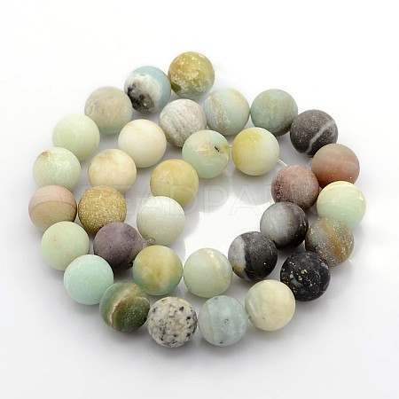 Nature Frosted Amazonite Beads Strands G-O015-14mm-02-1
