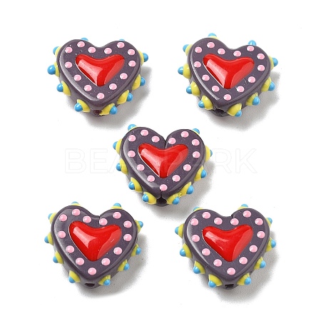 Baking Paint Glass Bumpy Beads Heart LAMP-V001-07A-1