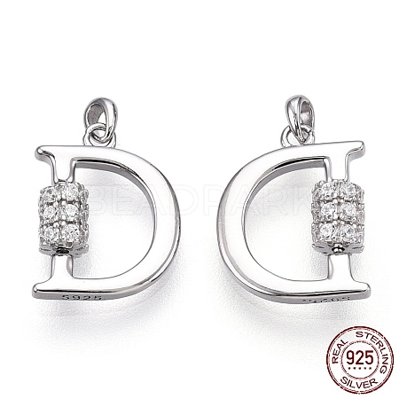 Rhodium Plated 925 Sterling Silver Micro Pave Cubic Zirconia Charms STER-T004-12P-1