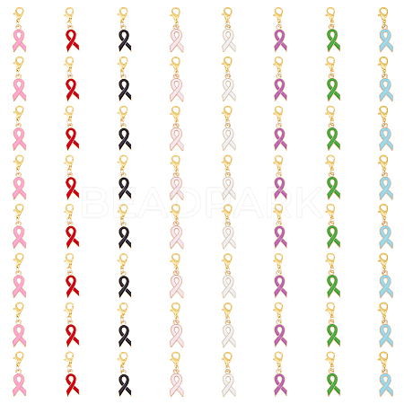 SUPERFINDINGS 8 Sets Awareness Ribbon Alloy Enamel Pendant Decorations HJEW-FH0001-42-1