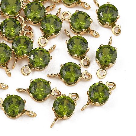 SHEGRACE Brass Pave Cubic Zirconia Flat Round Connector Charms XGRQ2O473-435D-G-1
