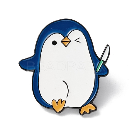 Penguin with Knife Enamel Pin JEWB-K053-31EB-1