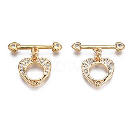 Brass Micro Pave Clear Cubic Zirconia Toggle Clasps KK-Q278-005-NF-1