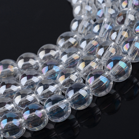 Electroplate Glass Beads Strands EGLA-Q062-8mm-A09-1