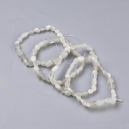 Natural White Moonstone Bead Stretch Bracelets BJEW-K213-43-1
