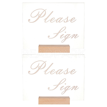 Olycraft 4Pcs 2 Styles Rectangle Beechwood Name Card Holder ODIS-OC0001-39-1