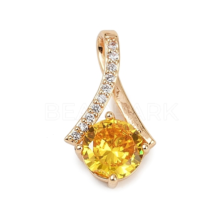Brass Micro Pave Cubic Zirconia Pendants X-KK-E795-22KCG-01-1