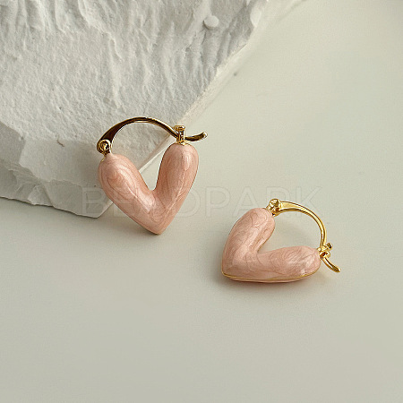 Heart Alloy Enamel Hoop Earrings FS-WG9017F-03-1