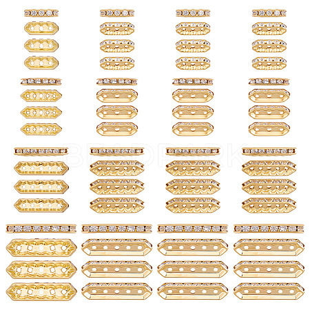 120Pcs 4 Styles Alloy Crystal Rhinestone Spacer Bars FIND-ME0004-07G-1