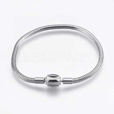 304 Stainless Steel European Style Round Snake Chains Bracelet Making STAS-I097-005C-P-1