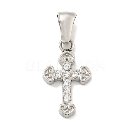 304 Stainless Steel Cubic Zirconia Pendants STAS-C102-04G-P-1