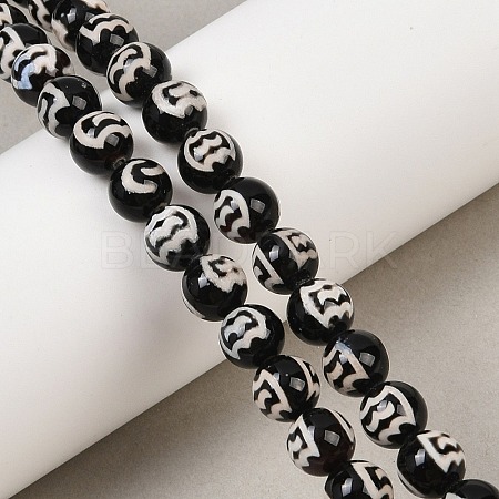Tibetan Style dZi Beads Strands G-G328-A09-8mm-1