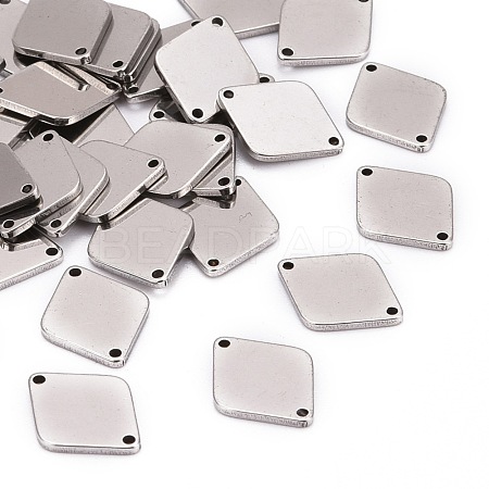 Smooth Surface Stainless Steel Rhombus Stamping Blank Tag Links connectors STAS-R064-72-1