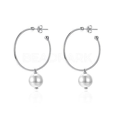 925 Sterling Silver Hoop Earrings EJEW-BB34020-01-1