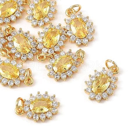 SHEGRACE Brass Micro Pave Cubic Zirconia Pendants XGRQ2O150-446C-G-1