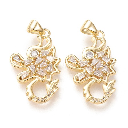 Brass Micro Pave Clear Cubic Zirconia Pendants ZIRC-L096-32G-1