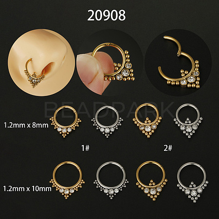316L Surgical Stainless Steel Micro Pave Clear Cubic Zirconia Nose Rings WG1C8D8-02-1
