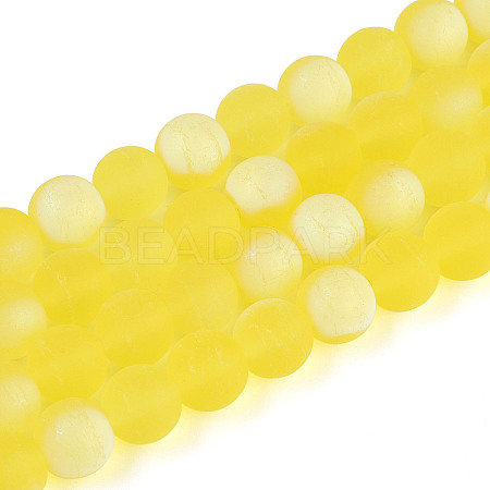 Frosted Transparent Glass Beads Strands GLAA-T032-T10mm-MBB12-1
