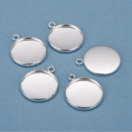 304 Stainless Steel Pendant Cabochon Settings STAS-F191-14S-F-1