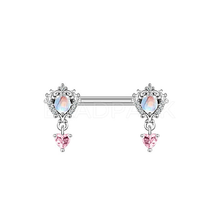316L Surgical Stainless Steel Pave Cubic Zirconia Nipple Rings WG68FB4-02-1