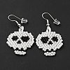 Glass Seed Braided Skull Dangle Earrings EJEW-B012-12-2