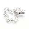 925 Sterling Silver Micro Pave Clear Cubic Zirconia Fold Over Clasps STER-T008-06P-1