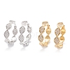 Brass Micro Clear Pave Cubic Zirconia Huggie Hoop Earrings EJEW-F264-21-1
