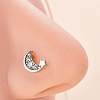 316L Surgical Stainless Steel Micro Pave Clear Cubic Zirconia L-Shaped Nose Rings WG5ADDF-19-1
