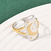 304 Stainless Steel Double Color Cuff Rings RJEW-S635-01GP-04-3