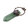 Natural Green Aventurine & Amethyst Sword Shape Big Pendants G-Q350-07K-2