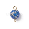 Dyed Natural Imperial Jasper Round Connector Charms PALLOY-JF04248-02-3