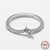 Rhodium Plated 925 Sterling Silver Finger Ring Components STER-F026-84P-1