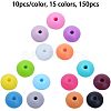 CHGCRAFT 150Pcs 15 Style Food Grade Eco-Friendly Silicone Abacus Beads SIL-CA0001-24-2