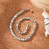 Brass Pave Clear Cubic Zirconia Rectangle & Flat Round Link Bracelets BJEW-YWC0002-02A-1