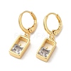 Rack Plating Brass Rectangle Dangle Leverback Earrings with Cubic Zirconia EJEW-D061-32G-1