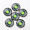 Dome/Half Round with Flower Art Pattern Luminous Flat Back Glass Cabochons for DIY Projects X-GGLA-L010-18mm-10F-3