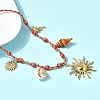 Summer Beach 304 Stainless Steel & Electroplated Natural Shell Pendant Adjustable Polyester Cord Necklaces for Women NJEW-F348-01D-G-2