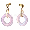 Ring Shape Transparent Acrylic Dangle Stud Earrings EJEW-JE04189-M-3