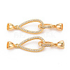 Brass Micro Pave Clear Cubic Zirconia Fold Over Clasps X-KK-S354-316-NF-1