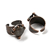 Heart Natural Labradorite Open Cuff Rings RJEW-M157-12R-2