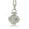 Trendy Women's Long Rolo Chain Brass Cage Pendant Necklaces X-NJEW-F041-06-4