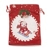 Christmas Theme Rectangle Cloth Bags with Jute Cord ABAG-P008-01A-2